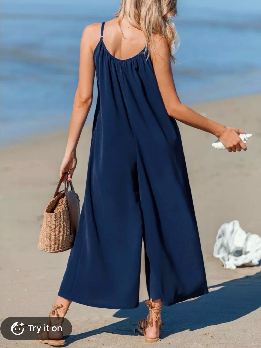 Maurices Navy Wide-Leg Sleeveless Jumpsuit